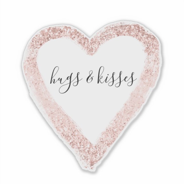Sticker Coeur d'Parties scintillant rayonnant rose (Devant)