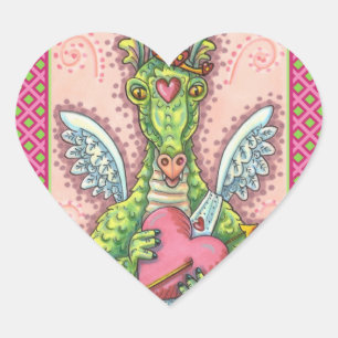STICKER CŒUR DRAGON CUPIDE, COEUR ET FLÈCHE IMAGINAIRE VALENTIN