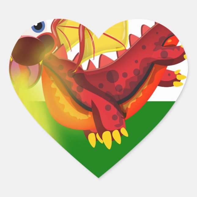 Sticker Cœur Dragon gallois (Devant)