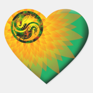 Sticker Cœur Dragon Yin Yang