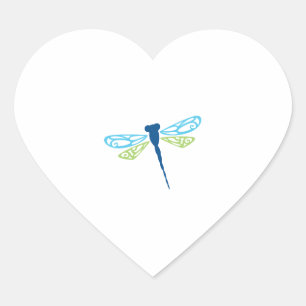 Sticker Cœur Dragonfly bleu et vert