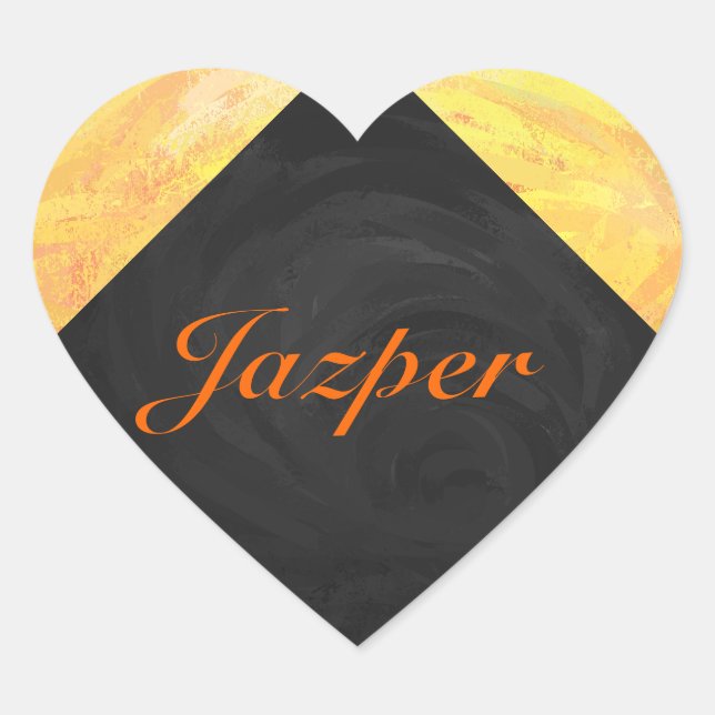 Sticker Cœur Dragons Oeil orange et noir Monogramme (Devant)