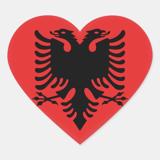 Sticker Cœur Drapeau albanais (Devant)