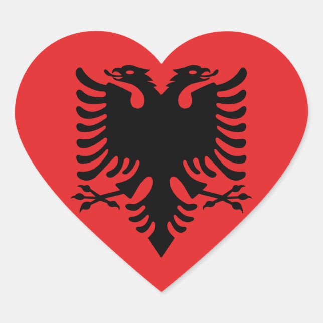Sticker Cœur Drapeau Albanie (Devant)