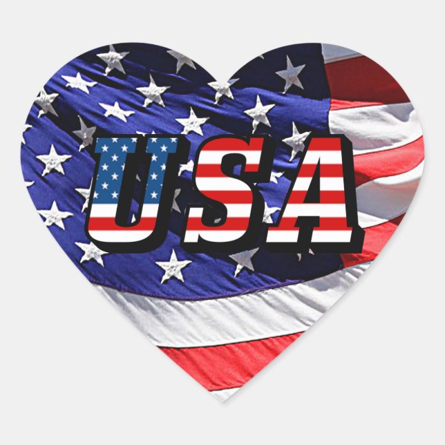 Sticker Cœur Drapeau américain (Devant)