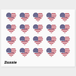 Sticker Cœur Drapeau américain 4 juillet Patriotique