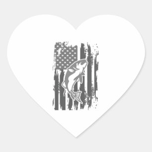 Sticker Cœur Drapeau américain de pêche