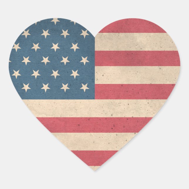 Sticker Cœur Drapeau américain en forme de coeur patriotique (Devant)