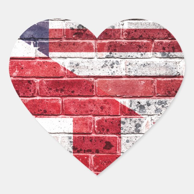 Sticker Cœur Drapeau américain et britannique. (Devant)