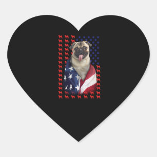 Sticker Cœur Drapeau américain Puggy