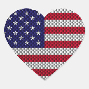 Sticker Cœur Drapeau américain sur la fibre de carbone