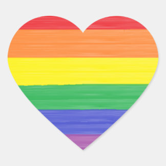 Sticker Cœur Drapeau arc-en-ciel peint