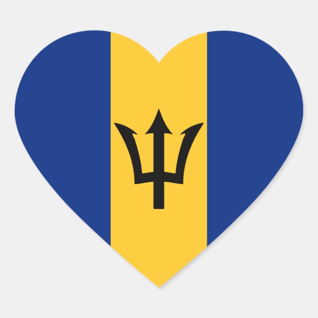 Sticker Coeur Drapeau Barbade (Devant)