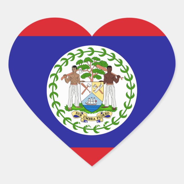 Sticker Cœur Drapeau Belize Splendide Patriotique (Devant)