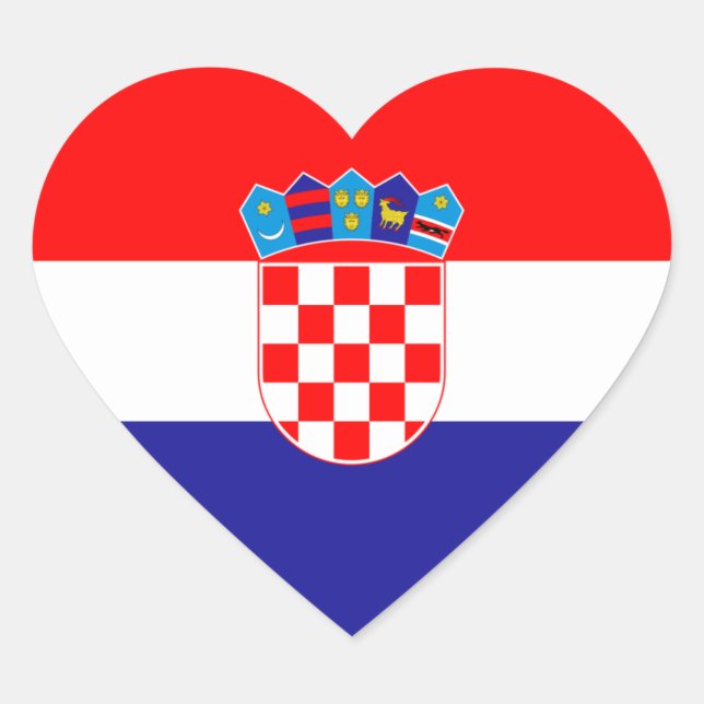 Sticker Cœur Drapeau cardiaque croate/croate (Devant)