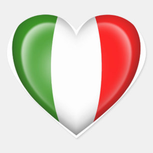 Sticker Cœur Drapeau cardiaque italien en blanc