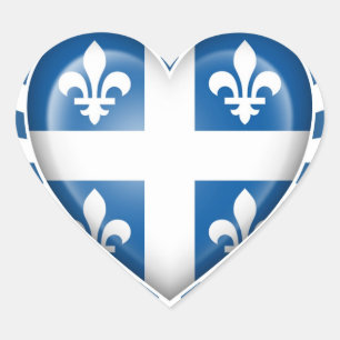 Sticker Cœur Drapeau cardiaque québécois avec éclatement étoilé