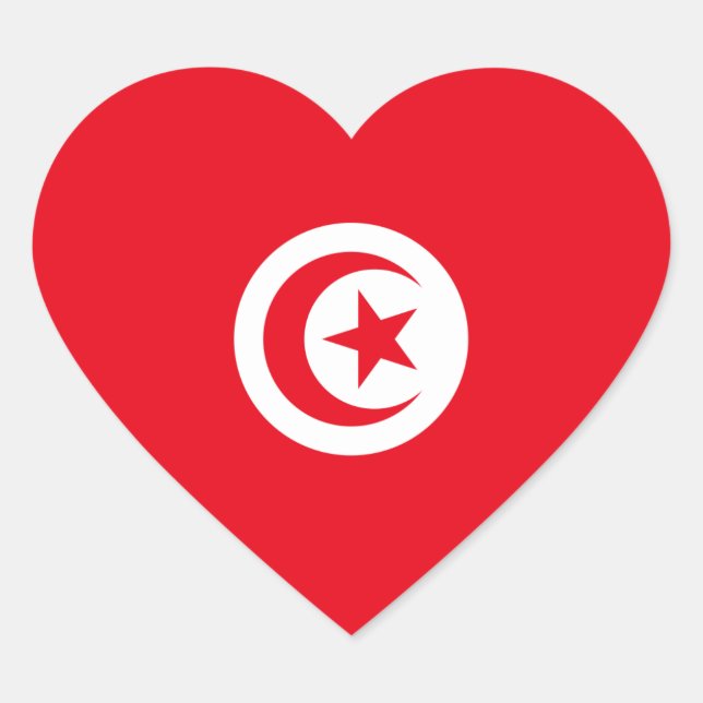 Sticker Cœur Drapeau cardiaque tunisien (Devant)