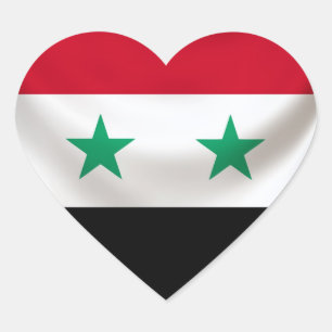 Sticker Cœur Drapeau carré de la Syrie, cérémonial drapé
