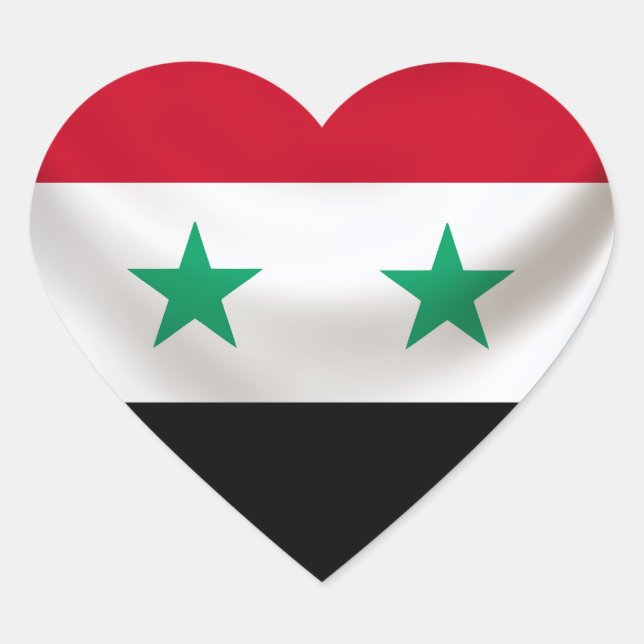 Sticker Cœur Drapeau carré de Syrie, drapé cérémonial (Devant)