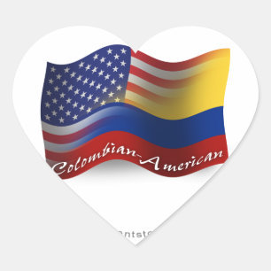 Sticker Cœur Drapeau d'armure colombienne-américaine