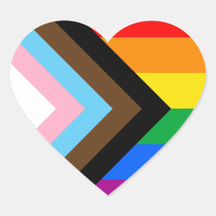 Sticker Cœur Drapeau de fierté progressiste LGBTQ+