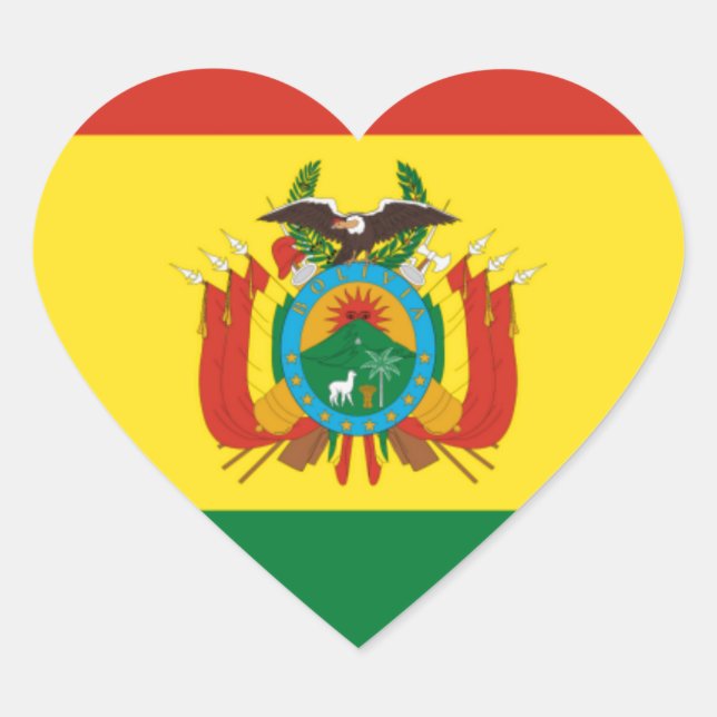 Sticker Cœur Drapeau de la Bolivie (Devant)