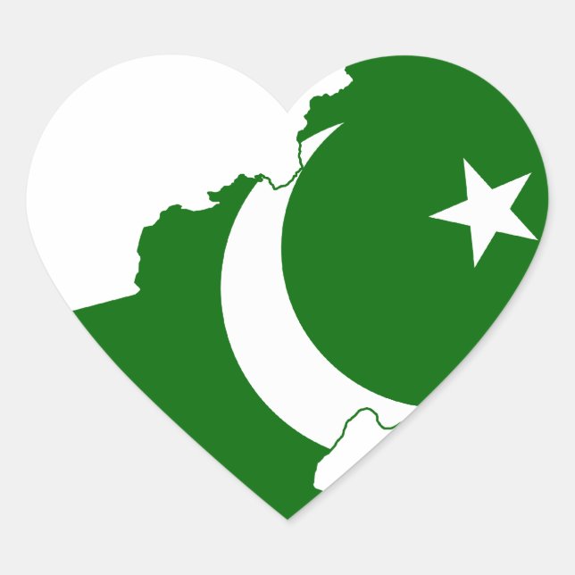 Sticker Cœur Drapeau de la carte du Pakistan (Devant)