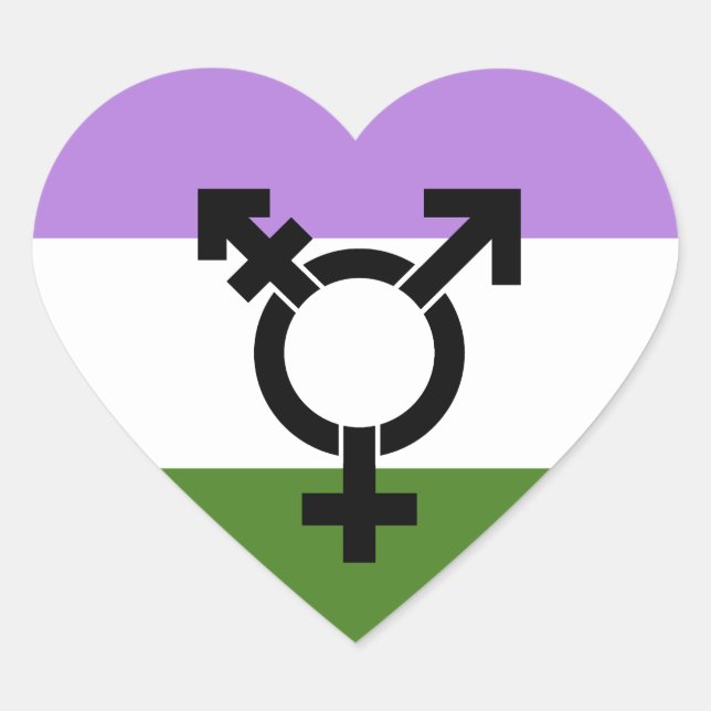 Sticker Cœur Drapeau de la fierté de genre (Devant)