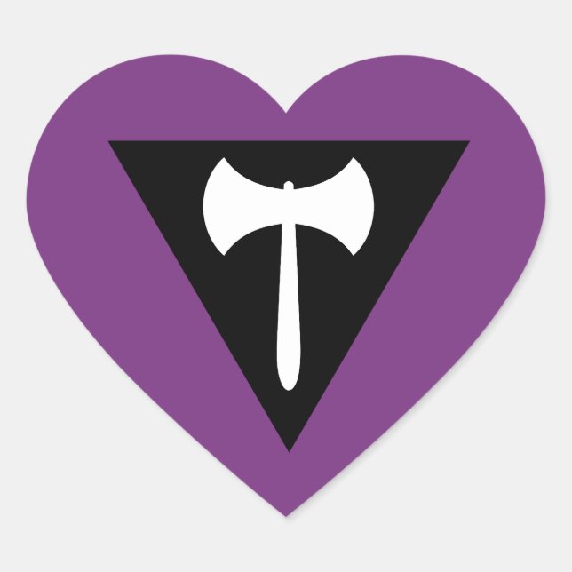 Sticker Cœur Drapeau de la fierté lesbienne Labrys (Devant)