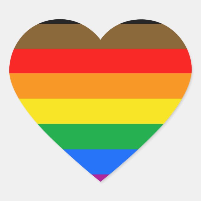 Sticker Cœur Drapeau de la fierté LGBT à 8 bandes (Devant)