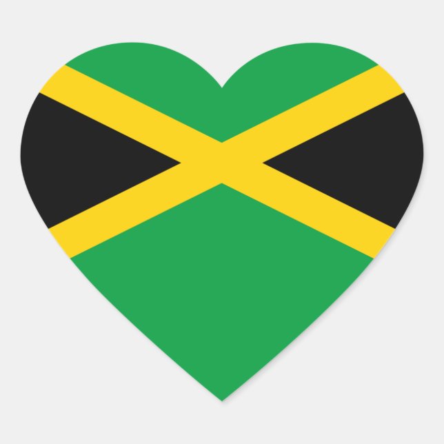 Sticker Cœur Drapeau de la Jamaïque (Devant)