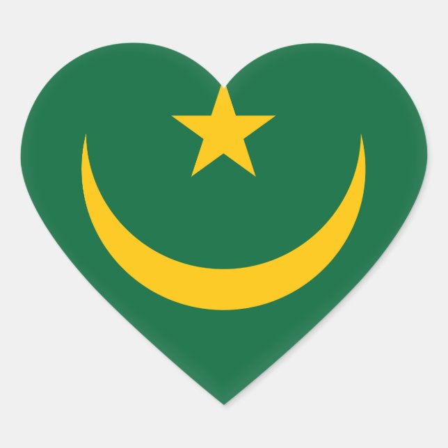 Sticker Cœur Drapeau de la Mauritanie (Devant)