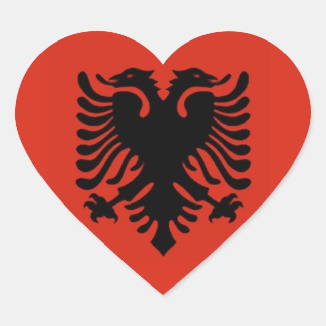 Sticker Cœur Drapeau de l'Albanie (Devant)