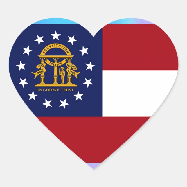 Sticker Cœur Drapeau de l'État de Géorgie (Devant)