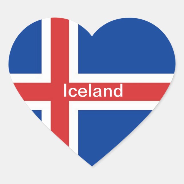 Sticker Cœur Drapeau de l'Islande (Devant)