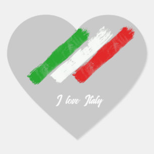 Sticker Cœur Drapeau de l'Italie. J'aime l'Italie.