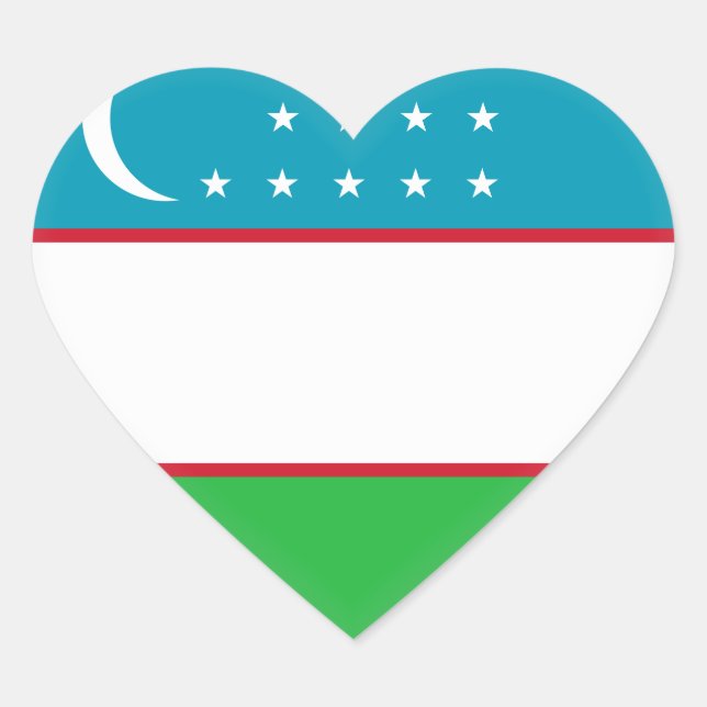 Sticker Cœur Drapeau de l'Ouzbékistan (Devant)