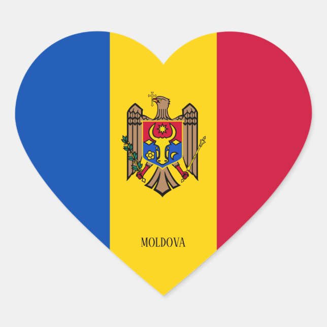 Sticker Cœur Drapeau de Moldavie Patriotique (Devant)