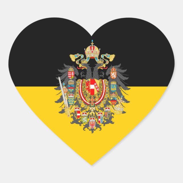 Sticker Cœur Drapeau des Habsbourg et armoiries impériales (Devant)