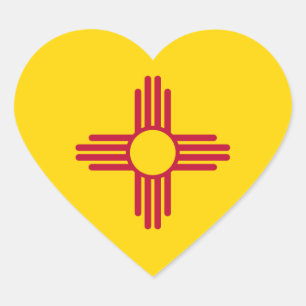 Sticker Cœur Drapeau d'État du Nouveau-Mexique/Mexique (Zia), É