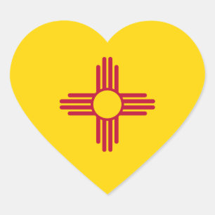 Sticker Cœur Drapeau d'État du Nouveau-Mexique/Mexique (Zia), É