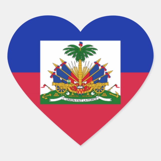 Sticker Cœur Drapeau d'Haïti (Devant)