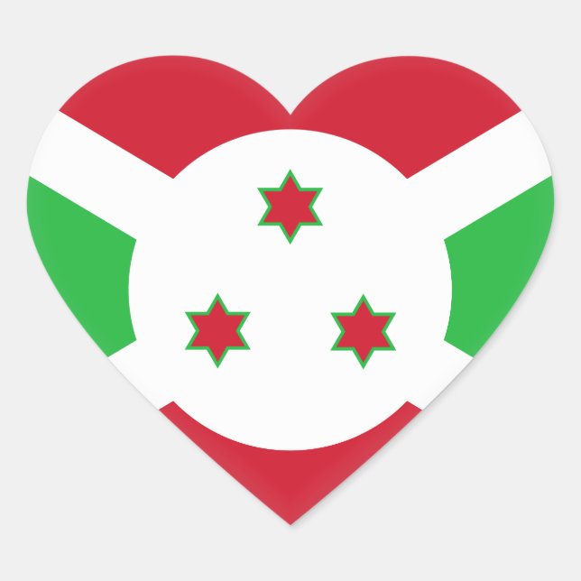 Sticker Cœur Drapeau du Burundi (Devant)