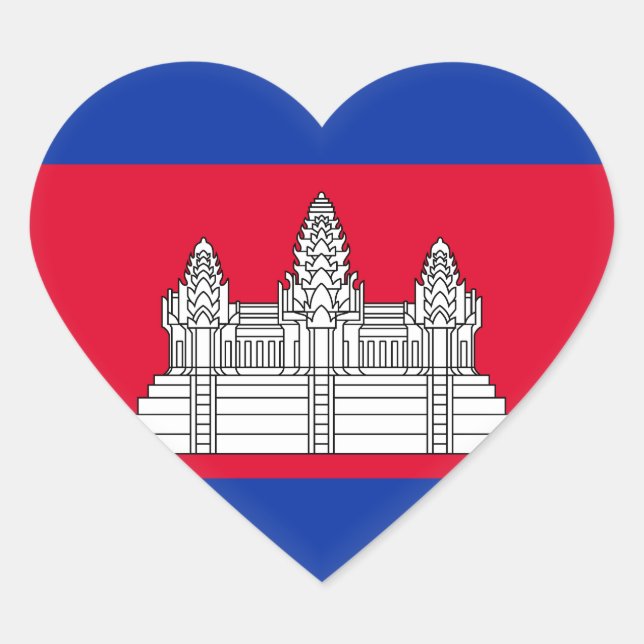 Sticker Cœur Drapeau du Cambodge (Devant)