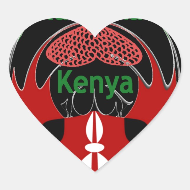 Sticker Cœur Drapeau du Kenya - Hakuna Matata Patriotic (Devant)