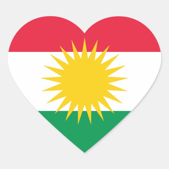 Sticker Cœur Drapeau du Kurdistan (Devant)
