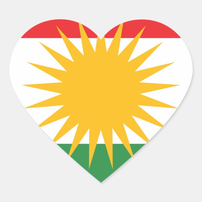 Sticker Cœur Drapeau du Kurdistan ; Kurde ; Kurde (Devant)