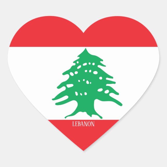 Sticker Cœur Drapeau du Liban patriotique (Devant)