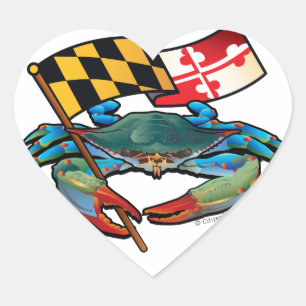 Sticker Cœur Drapeau du Maryland de crabe bleu